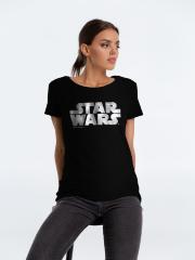 Футболка женская Star Wars Silver, черная с серебристым